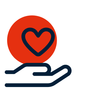 Icon hand holding heart